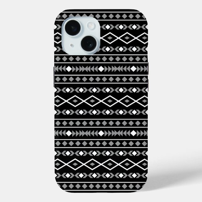 Coques Case-Mate iPhone Formes aztèques Motif blanc gris noir (Verso)
