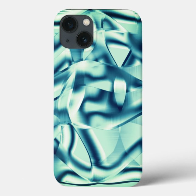Coques Case-Mate iPhone Formes bleues verdâtres courbées, tons cyans vifs (Verso)