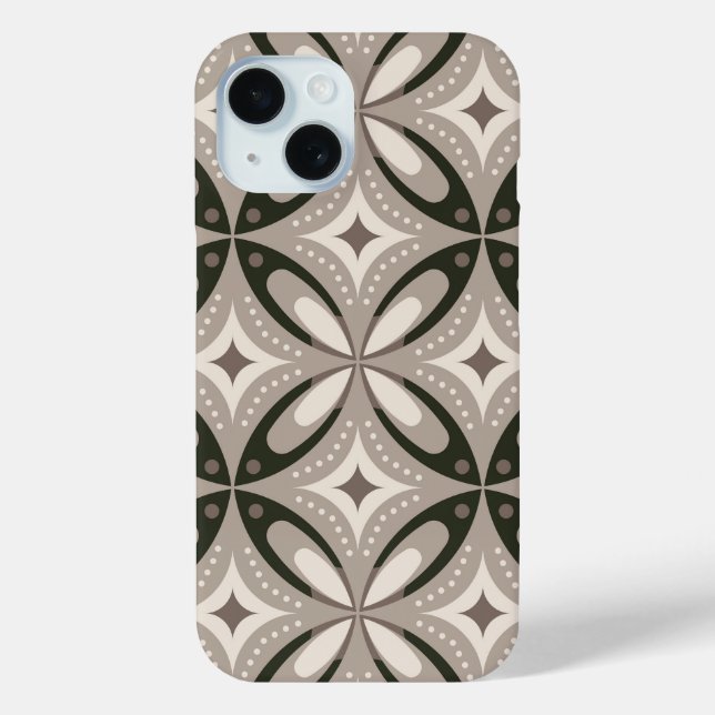 Coques Case-Mate iPhone Formes circulaires rétro beige et marron (Verso)
