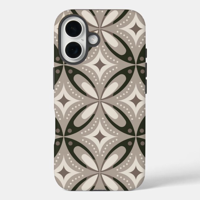 Coques Case-Mate iPhone Formes circulaires rétro beige et marron (Verso)