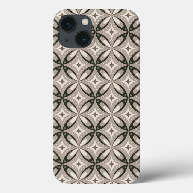 Coques Case-Mate iPhone Formes circulaires rétro beige et marron (Verso)