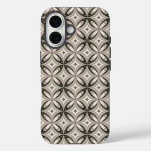 Coque Pour iPhone 16 Formes circulaires rétro beige et marron
