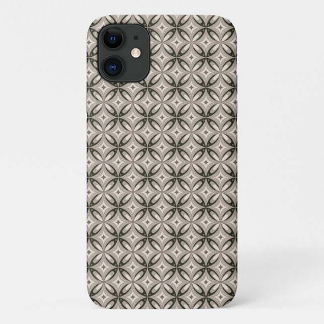 Coques Case-Mate iPhone Formes circulaires rétro beige et marron (Dos)