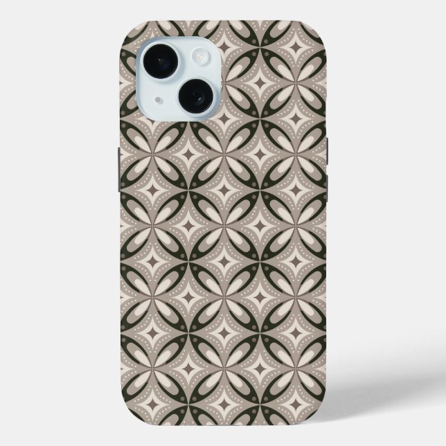 Coques Case-Mate iPhone Formes circulaires rétro beige et marron (Verso)