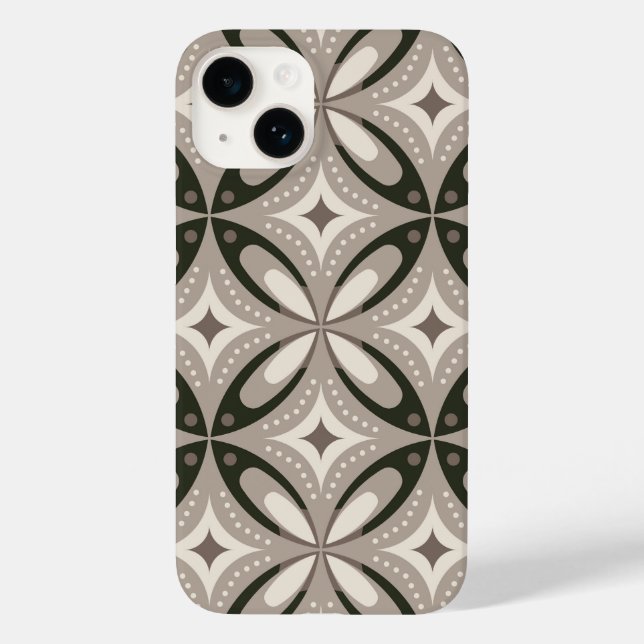 Coques Case-Mate iPhone Formes circulaires rétro beige et marron (Verso)