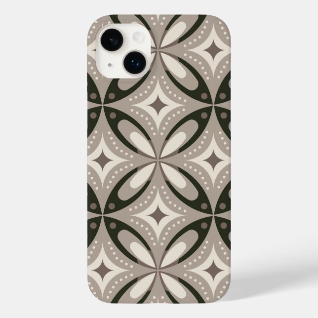 Coques Case-Mate iPhone Formes circulaires rétro beige et marron (Verso)