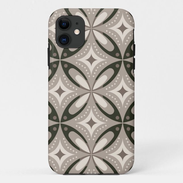 Coques Case-Mate iPhone Formes circulaires rétro beige et marron (Dos)