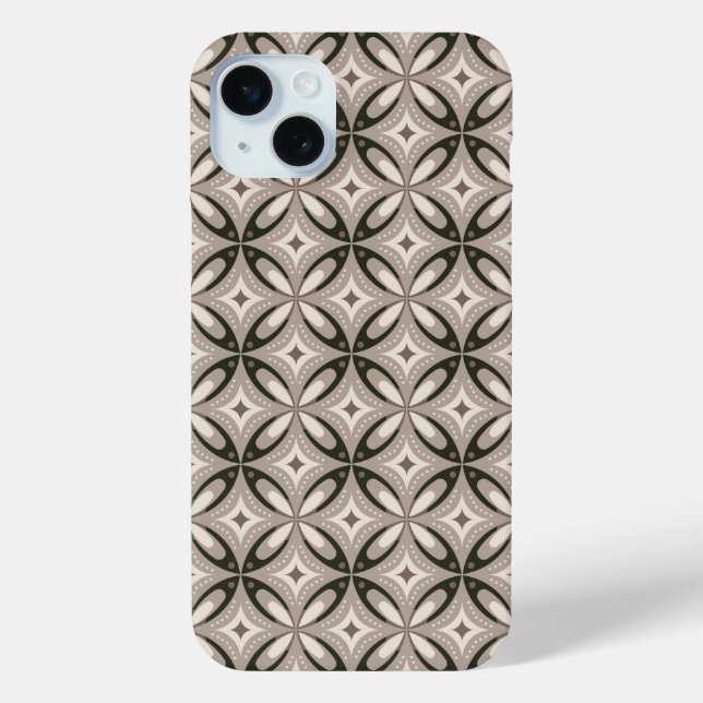 Coques Case-Mate iPhone Formes circulaires rétro beige et marron (Verso)