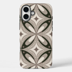 Coque Pour iPhone 16 Plus Formes circulaires rétro beige et marron