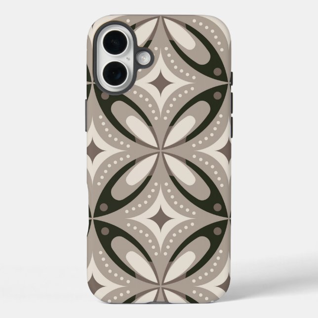 Coques Case-Mate iPhone Formes circulaires rétro beige et marron (Verso)