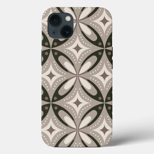 Coques Case-Mate iPhone Formes circulaires rétro beige et marron (Verso)
