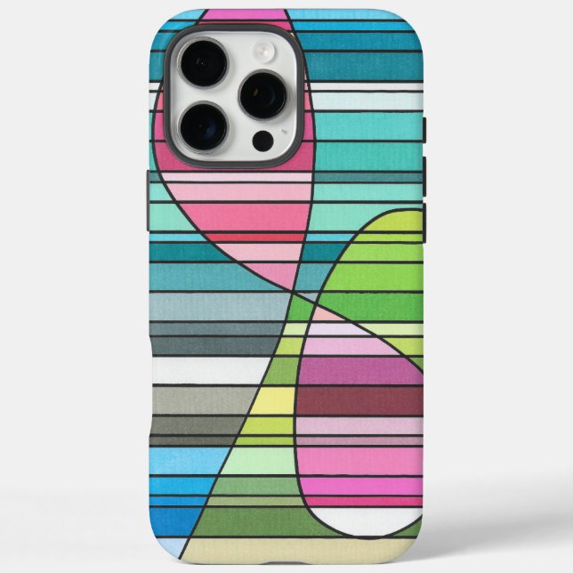 Coques Case-Mate iPhone Formes courbes abstraites rayées fraîches rose et  (Verso)