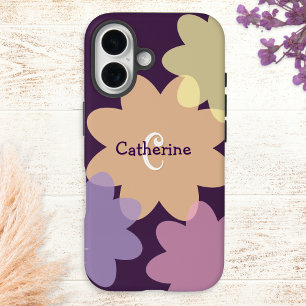 Coque Pour iPhone 16 Formes de fleurs rétro Monogramme groovy