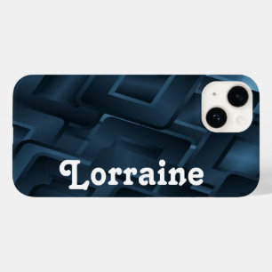 Coque Case-Mate iPhone Formes de losange bleu de nom personnalisé