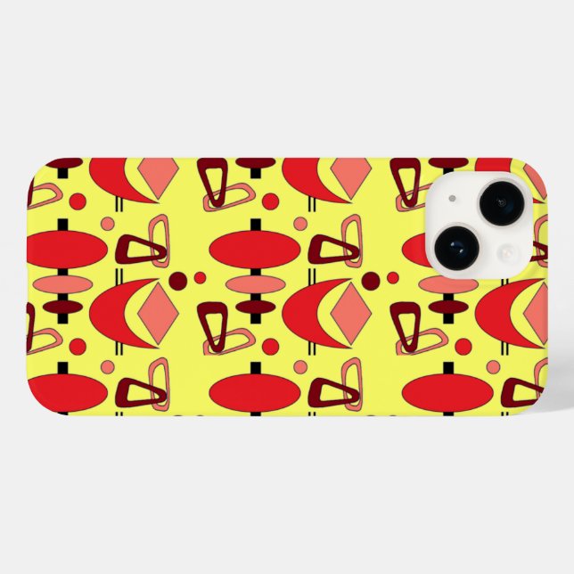 Coques Case-Mate iPhone Formes de totem du croissant rétro (Verso (horizontal))