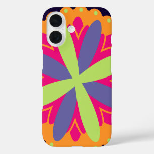 Coque Pour iPhone 16 Formes florales orange vibrant