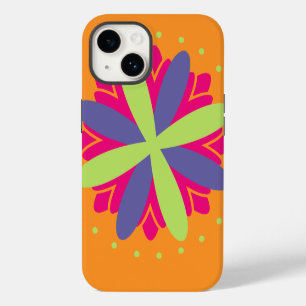 Coque Case-Mate iPhone Formes florales orange vibrant