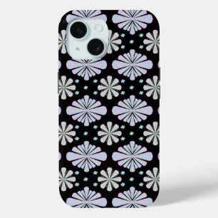 Coque Case-Mate iPhone Formes florales pastel sur fond noir