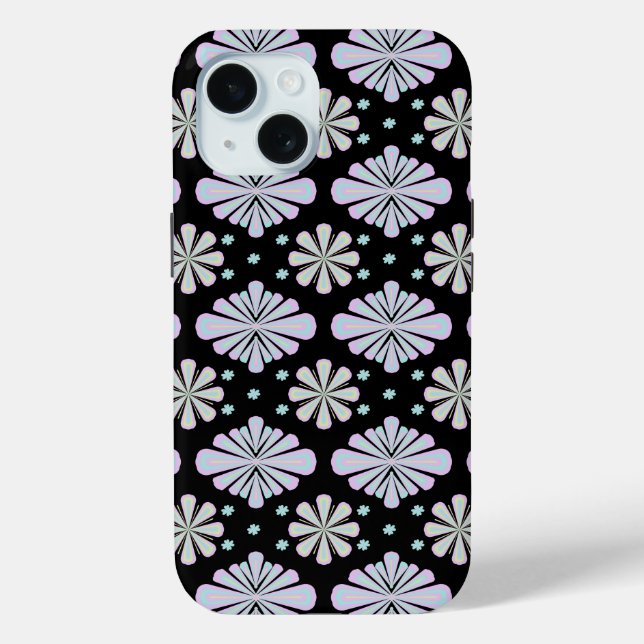 Coques Case-Mate iPhone Formes florales pastel sur fond noir (Verso)