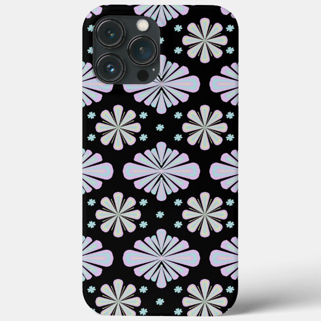 Coques Case-Mate iPhone Formes florales pastel sur fond noir (Verso)