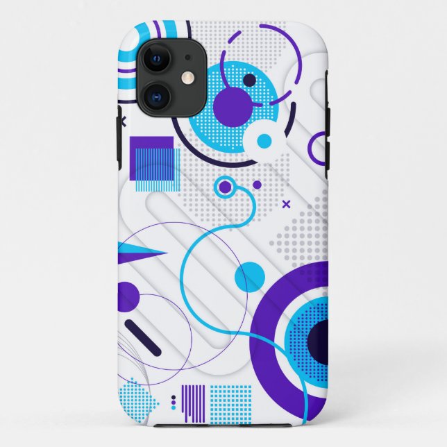 Coques Case-Mate iPhone Formes Géométriques Bleues Modernes Chic (Dos)