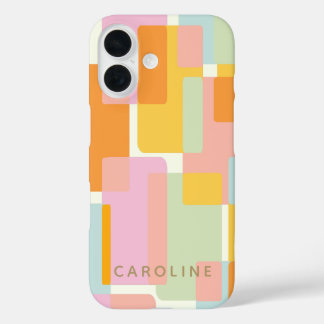 Coque Pour iPhone 16 Formes géométriques Pastel Modernes Personnalisées