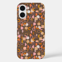 Formes géométriques rétro en rose Brown et orange