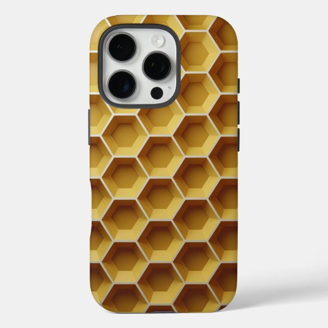 Coques Case-Mate iPhone Formes hexagonales jaunes dans un motif de nid d'a (Verso)