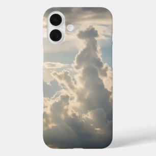 Coque Pour iPhone 16 Plus Formes nuageuses en blanc et gris doux