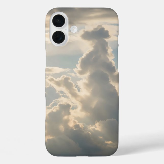 Coques Case-Mate iPhone Formes nuageuses en blanc et gris doux (Verso)