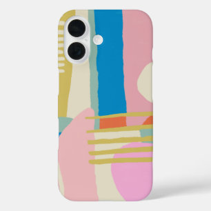 Coque Pour iPhone 16 Formes organiques Abstraites colorées Lignes Style