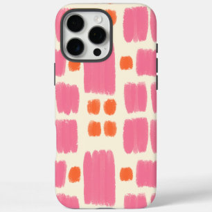 Coque iPhone 16 Pro Max Formes peintes en rose et orange sur un fond crème