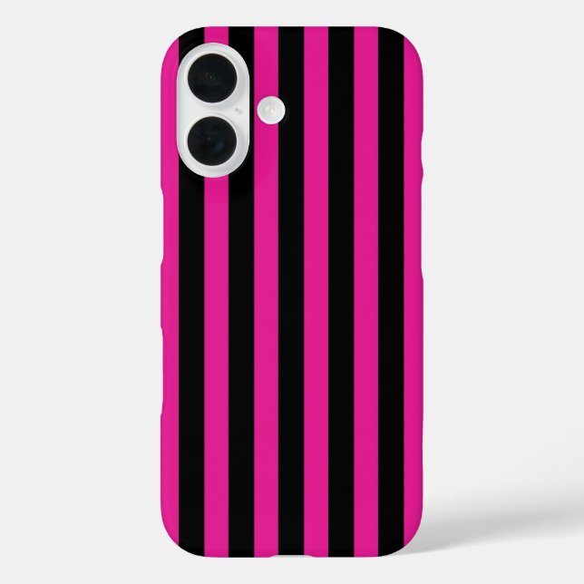 Coques Case-Mate iPhone Fouchsia et bandes de bonbons noirs (Verso)
