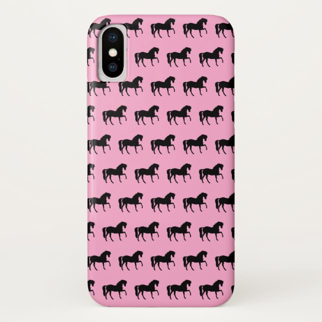 Coques Case-Mate iPhone Foulard Cheval Rose et Noir (Dos)