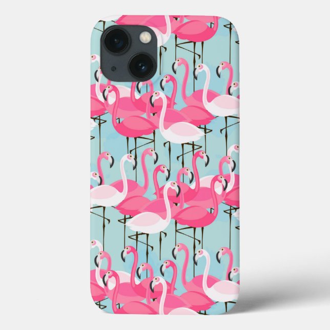 Coques Case-Mate iPhone Foule De Flamants roses Rose Et Blanc (Verso)