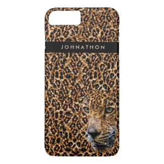Coque iPhone 7 Plus Fourrure Brown masculine de léopard avec le chat