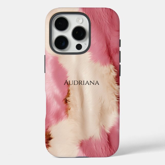 Coques Case-Mate iPhone Fourrure synthétique rose chic crème (Verso)