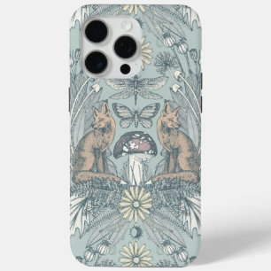 Coque Case-Mate iPhone fox cottagecore damassé opale pâle