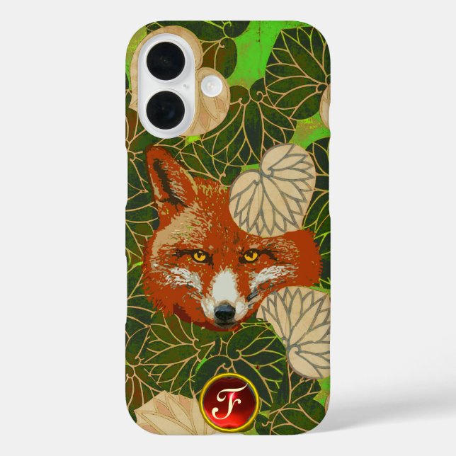 Coques Case-Mate iPhone FOX ROUGE PARMI LES FEUILLES VERTS ET LE MONogramm (Verso)