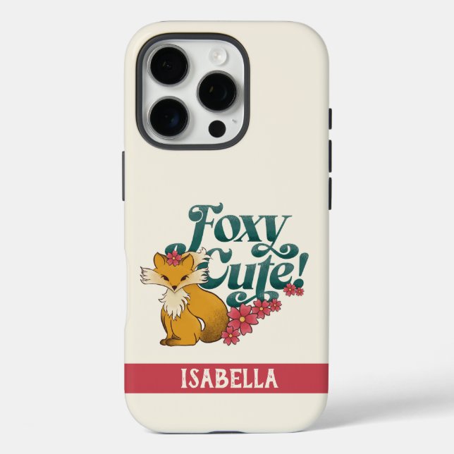 Coques Case-Mate iPhone Foxy Mignon avec nom personnalisé (Verso)