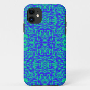 Coque iPhone 11 Fractage Abstrait En Bleu Et Vert