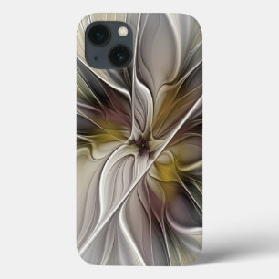 Etui iPhone 13 Fractal floral, fleur de fantaisie aux couleurs de