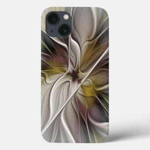 Etui iPhone 13 Fractal floral, fleur de fantaisie aux couleurs de