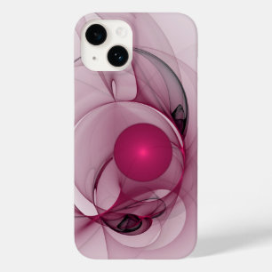 Coque Case-Mate iPhone Fractal, moderne Berry Abstrait Art rose