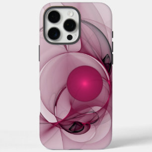Coque iPhone 16 Pro Max Fractale balançante, Art abstrait moderne rose bai