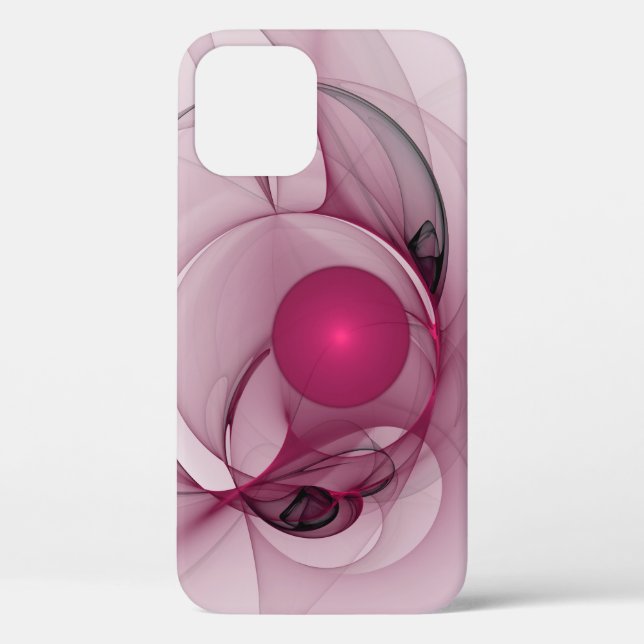 Coques Case-Mate iPhone Fractale balançante, Art Abstrait Moderne Rose Ber (Verso)