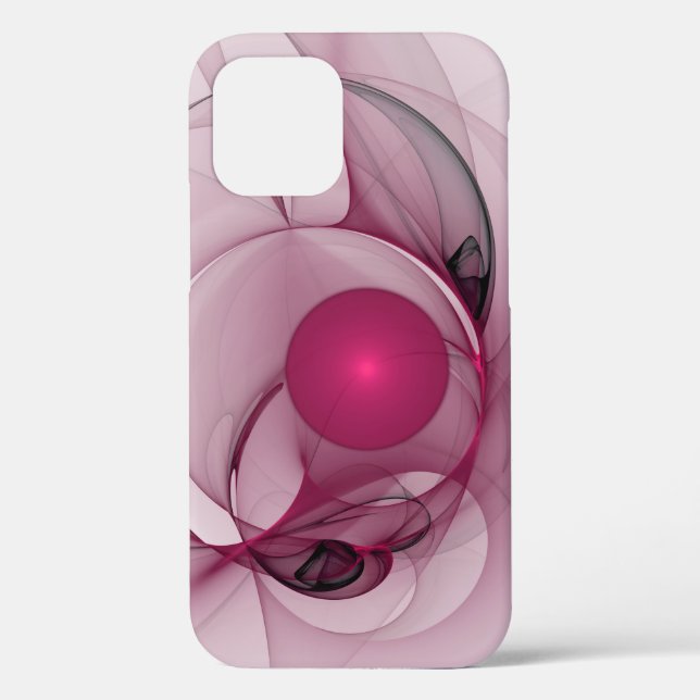 Coques Case-Mate iPhone Fractale balançante, Art Abstrait Moderne Rose Ber (Verso)