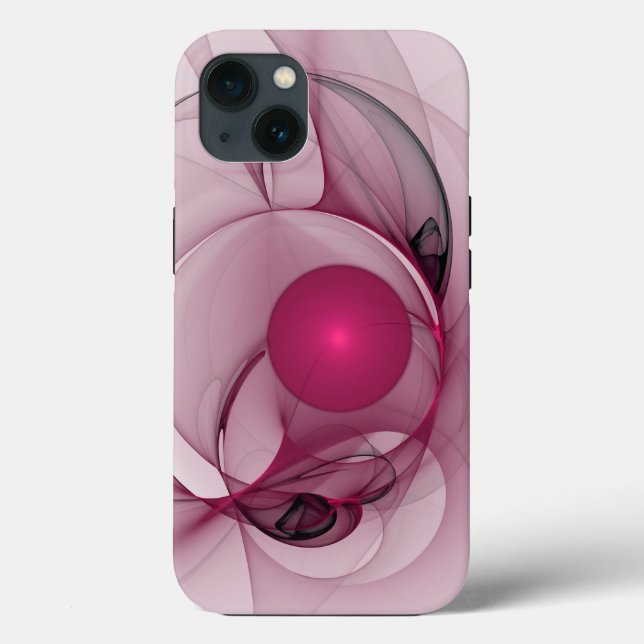 Coques Case-Mate iPhone Fractale balançante, Art Abstrait Moderne Rose Ber (Verso)
