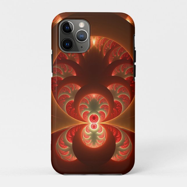 Coques Case-Mate iPhone Fractale moderne abstraite lumineuse orange rouge (Dos)