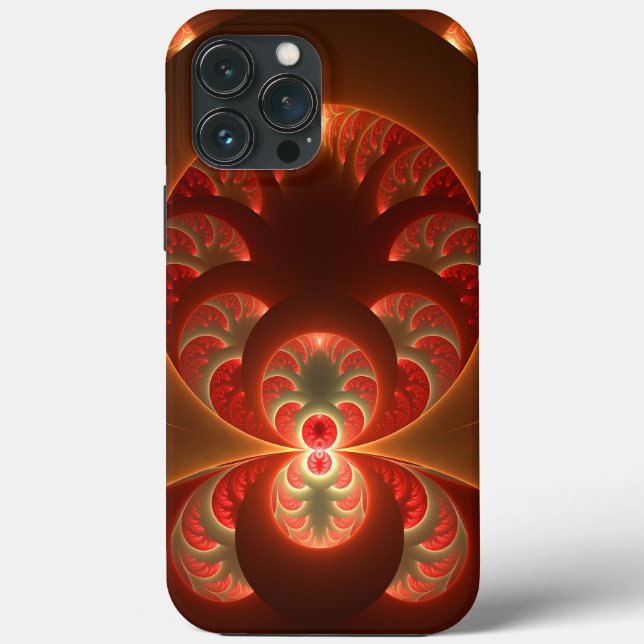 Coques Case-Mate iPhone Fractale orange rouge moderne abstraite lumineuse (Verso)
